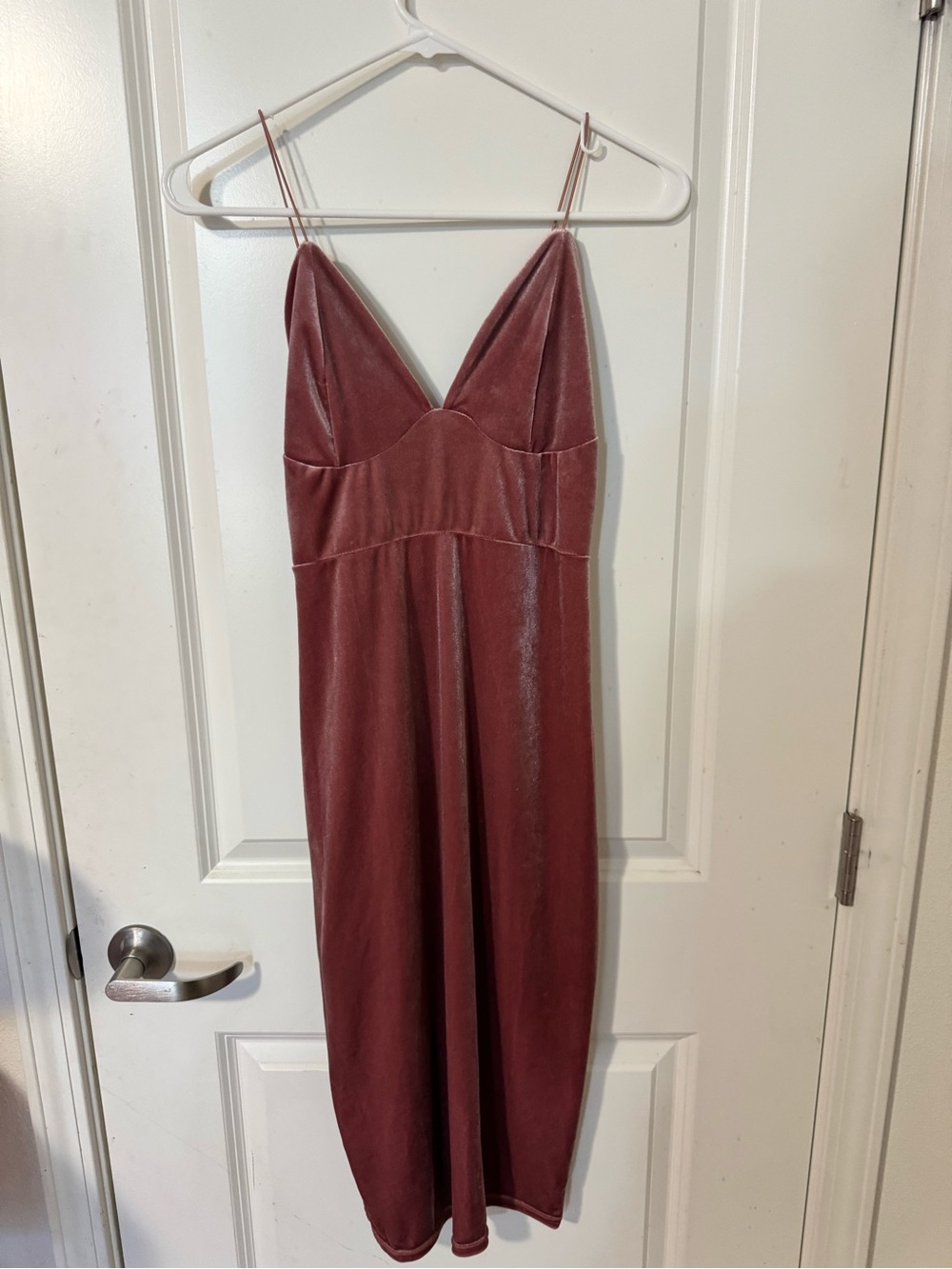 Boohoo Velvet Slip Midi Dress — Dusty Rose